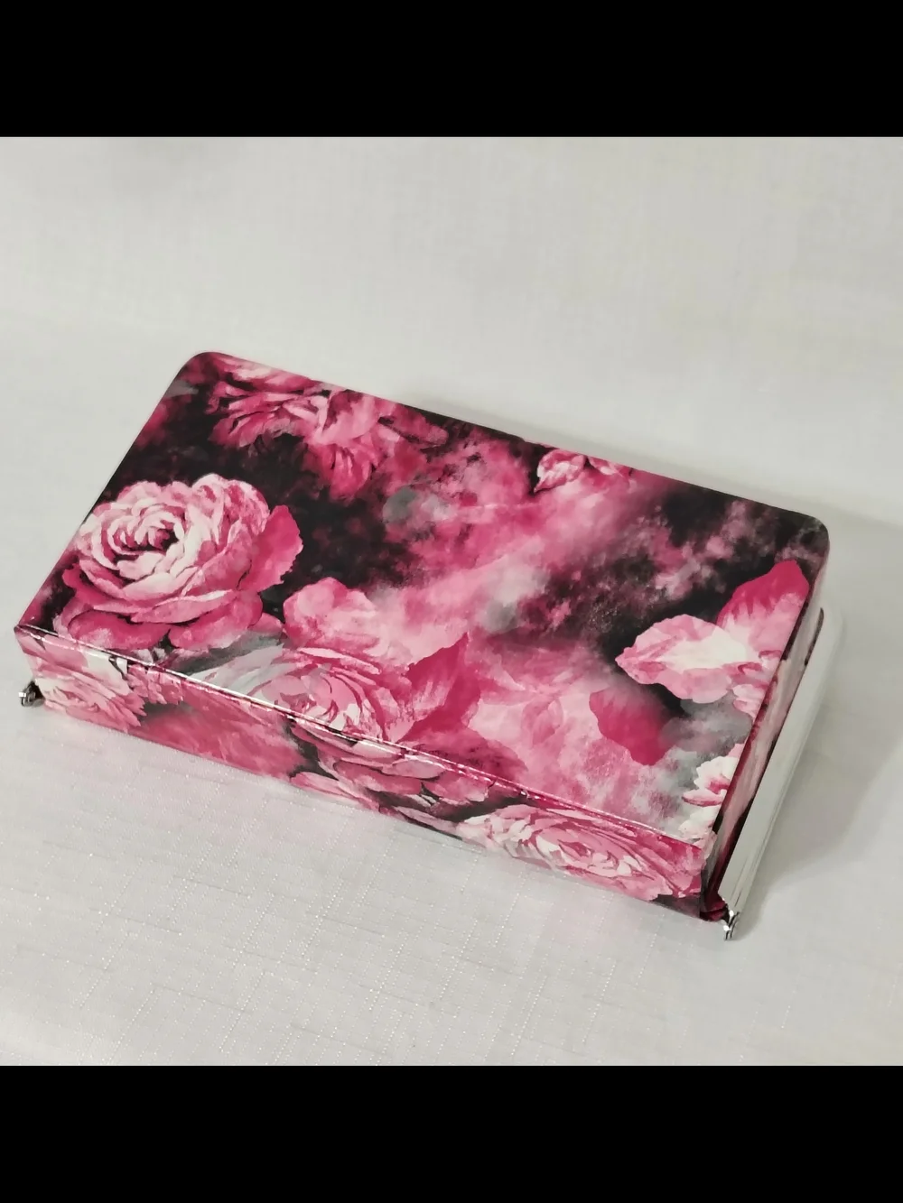 Floral Tapestry Vinyl Travel Jewelry Box Snap Close For Rings Necklaces Brooches